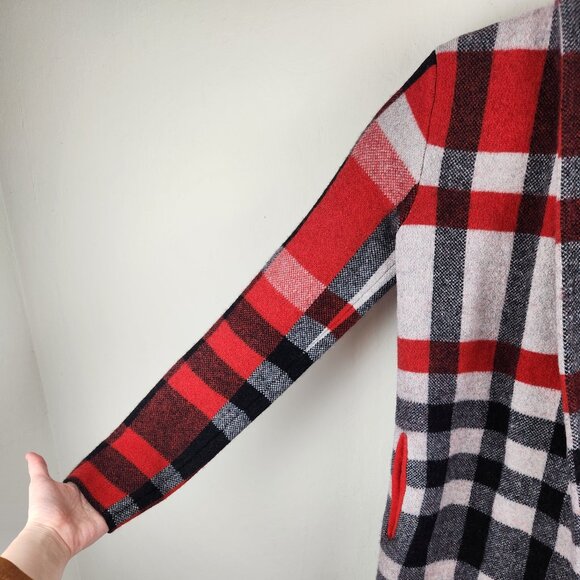 Anthropologie Field Flower Cressida Wool Plaid Hooded Sweater Coat sz XS - Picture 3 of 12